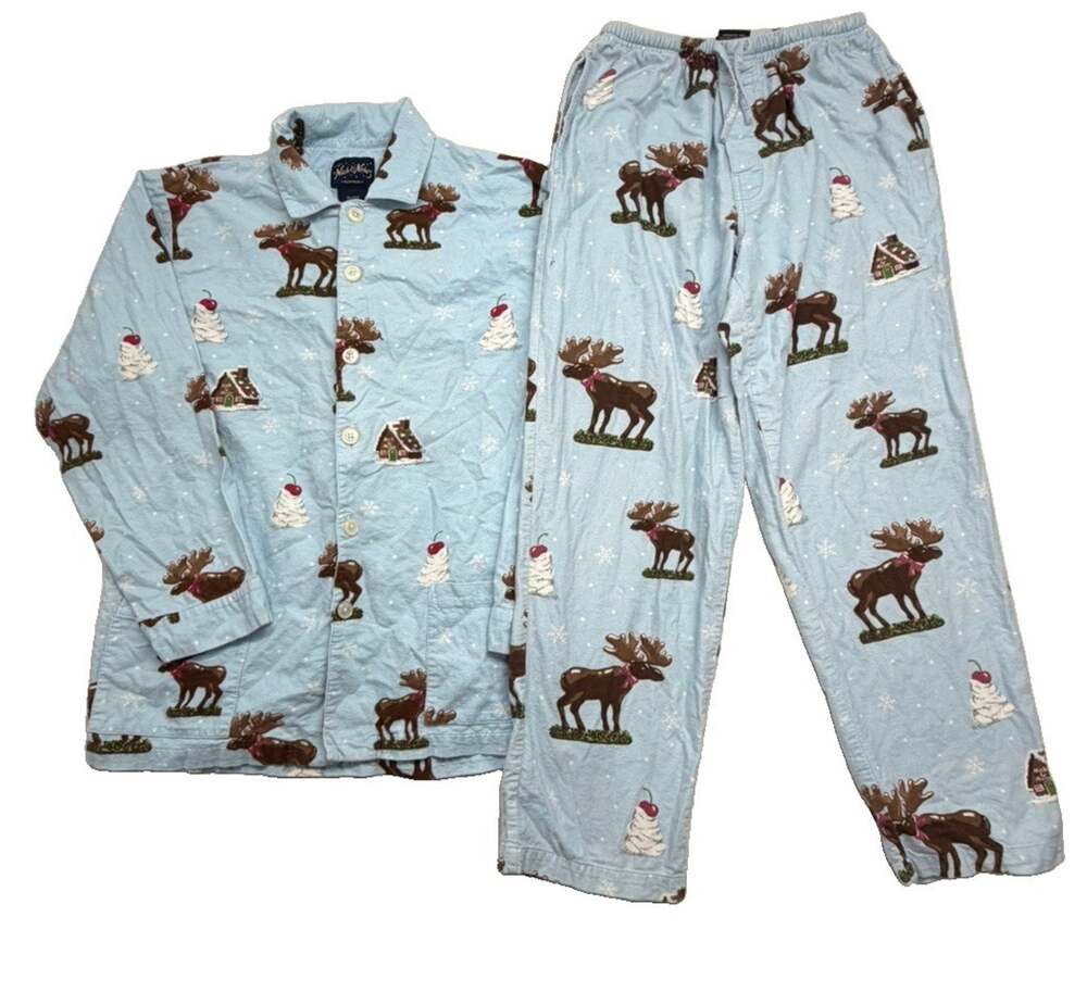 Y2K Nick & Nora Chocolate Moose Whipped Cream M Top S Bottom Cotton Pajama Set
